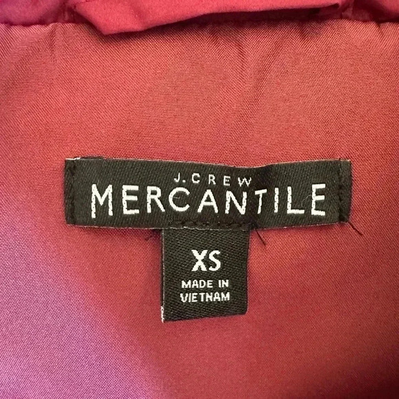 J. Crew mercantile puffer vest burgundy with gold zipper, women size XS, warm - Picture 3 of 3